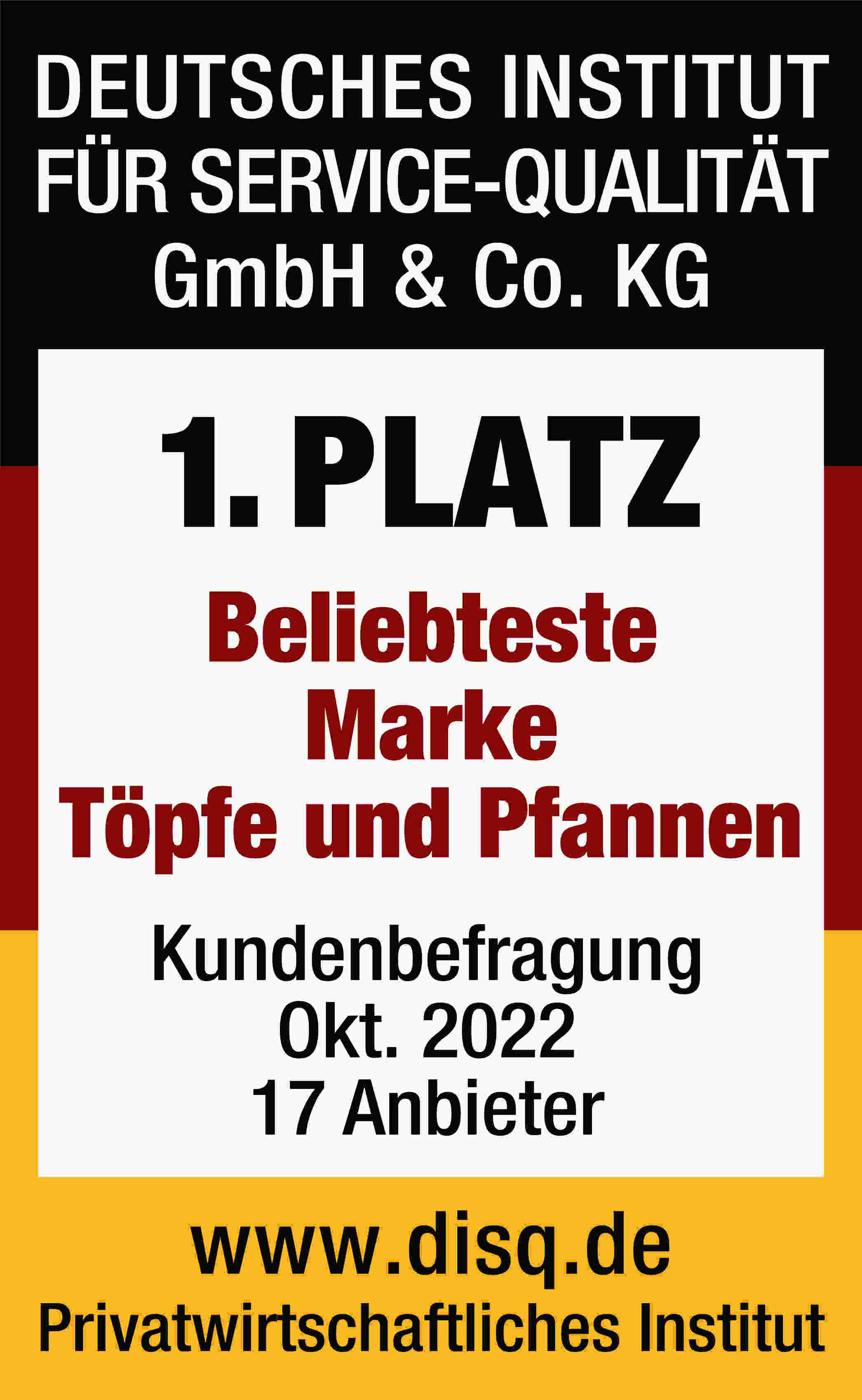 1. Platz - Beliebteste Marke Töpfe und Pfannen - Okt. 2022